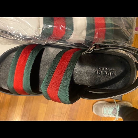 Gucci Men’s Leather and Web Sandals - Picture 7 of 12